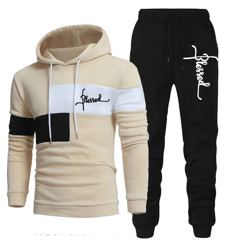 Men Tracksuits Autumn Winter Hooded Sweater and Sweatpants Two Piece Set - MAXIME