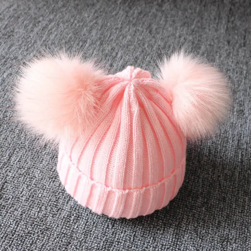 Maxime Cute Pompom Baby Hat Warm Winter Knitted Kids Baby Girl Boy Beanie Cap Solid Outdoor Infant Toddler Children Hat Bonnet