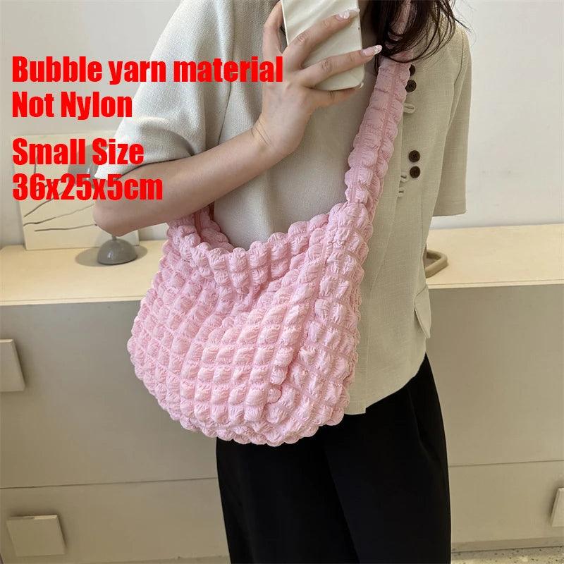 Women Pleated Bubbles Cloud Shoulder Bags Large - MAXIME