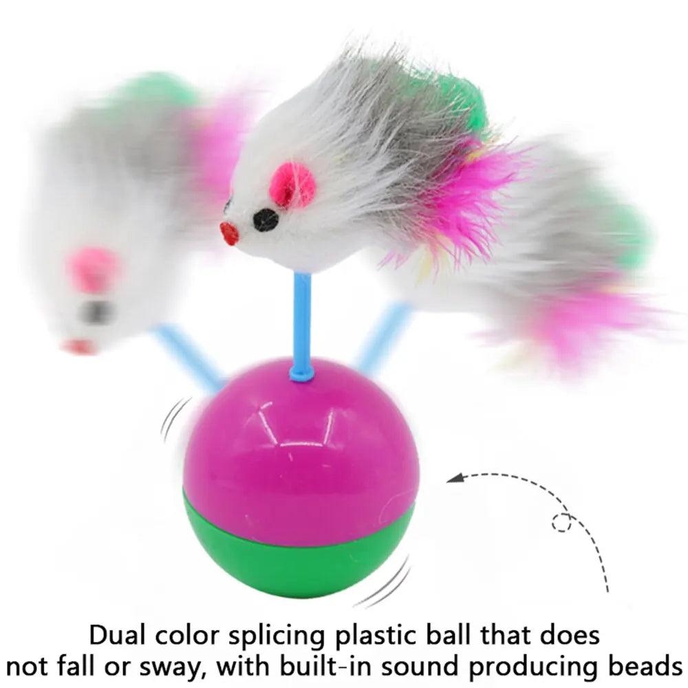 Maxime Pet Cat Toys Durable Colorful Feather Mimi Favorite Fur Mouse Tumbler Kitten Cat Toys Play Balls for Catch Cats Supplies 2PCS - MAXIME