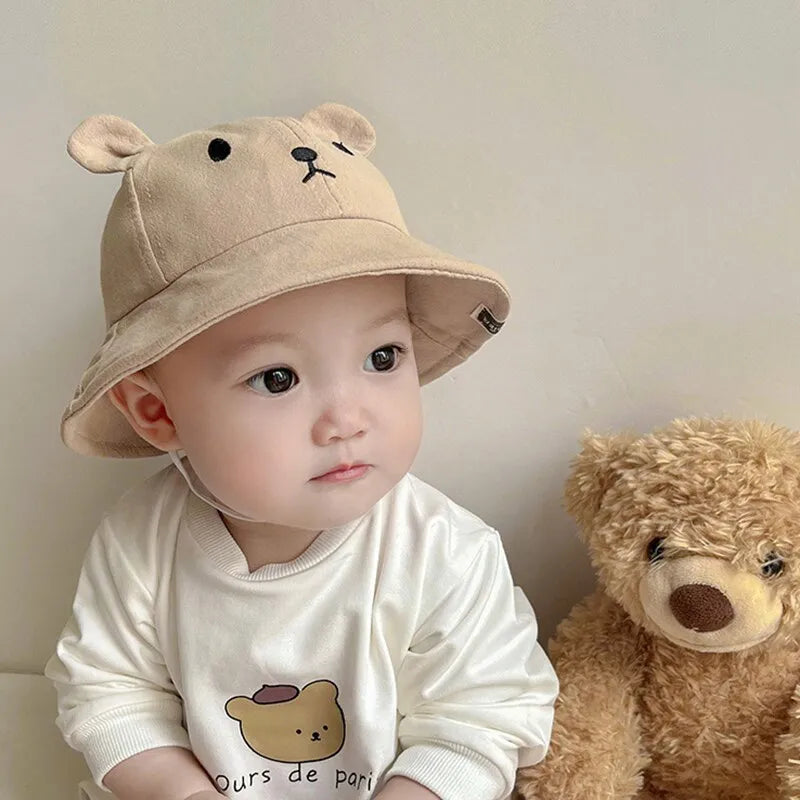 Maxime Cute Bear Baby Bucket Hat With Ears Boy Girl Cotton Kids Sun Hat Outdoor Summer Child Panama Cap