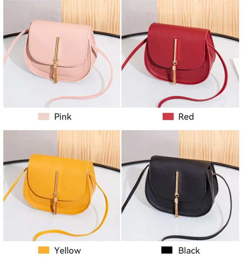 Maxime New Golden Tassel Double Layer Semi Circle Solid Color One Shoulder Saddle Bag Fashion Casual Women Small Bag