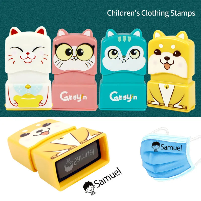 Maxime Children's Name Seal Custom Student's Name Stamp Kindergarten Clothes Waterproof Name Sticker Kawaii Montessori Stamp Gift