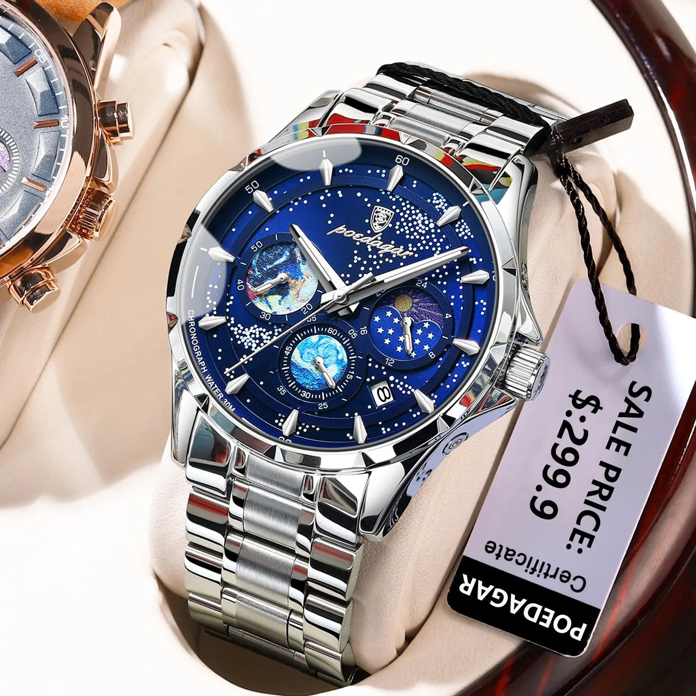 POEDAGAR Casual Man Wristwatch Luxury Waterproof Luminous Date Men Watch C