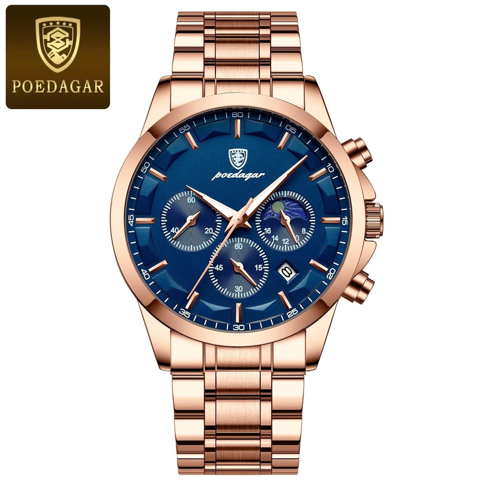 POEDAGAR Men Quartz Watch Luxury Sports Waterproof - MAXIME