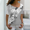 T Shirt Rose Floral Print V Neck Basic Tops Short Sleeve T-shirt XS-8XL/3D Printing - MAXIME