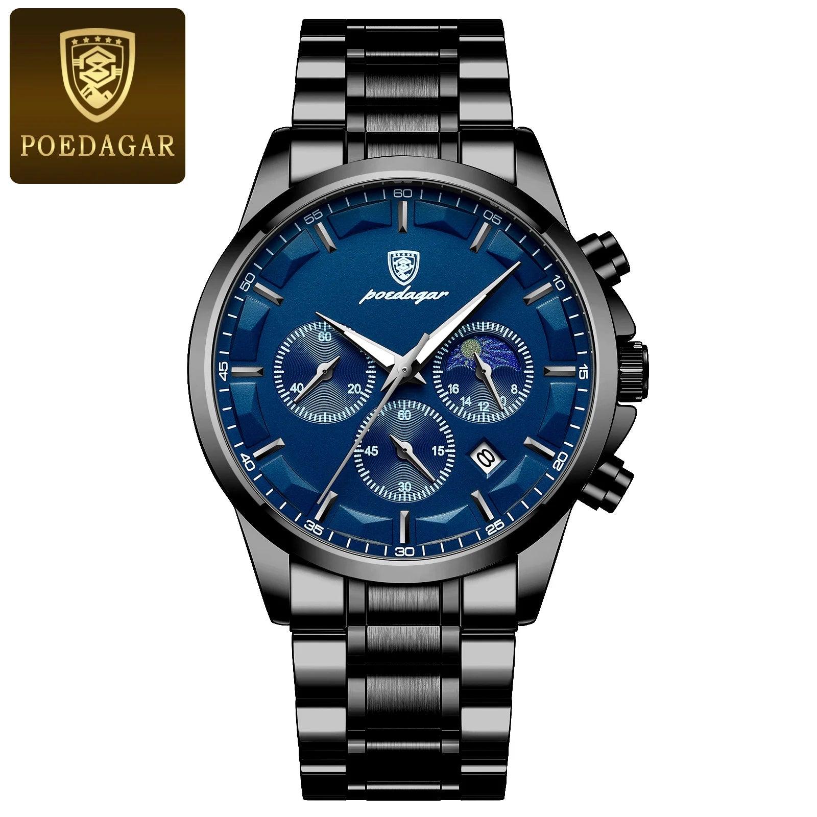 POEDAGAR Men Quartz Watch Luxury Sports Waterproof - MAXIME