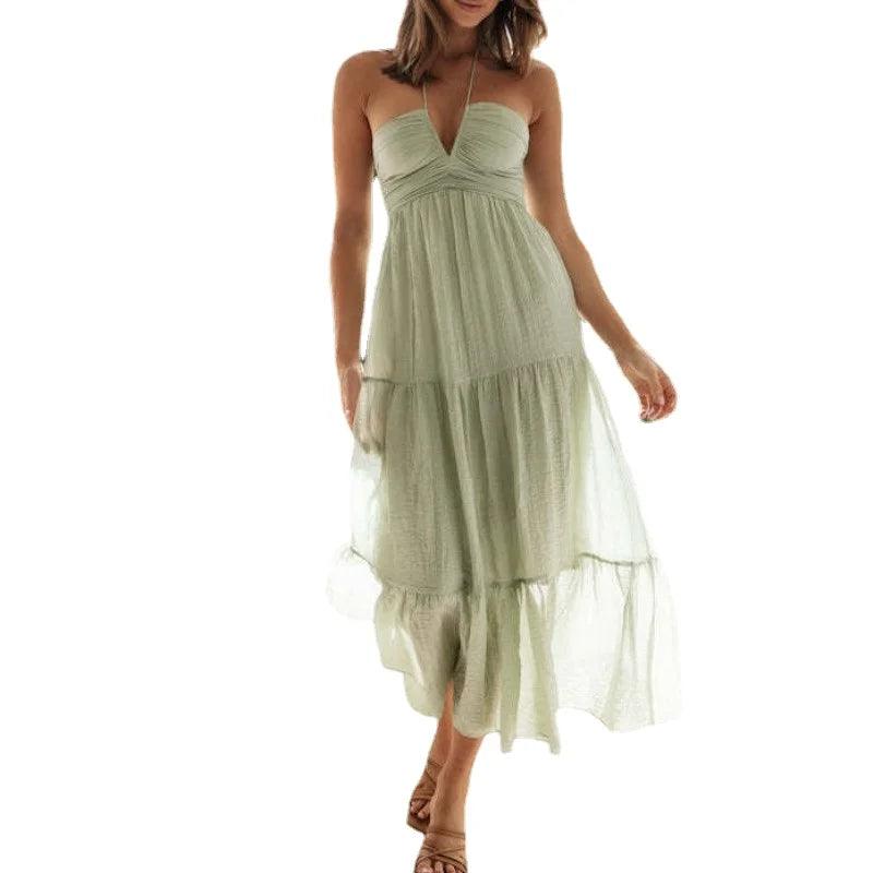 Women's Summer V Neck Sleeveless Long Beach Dresses - MAXIME