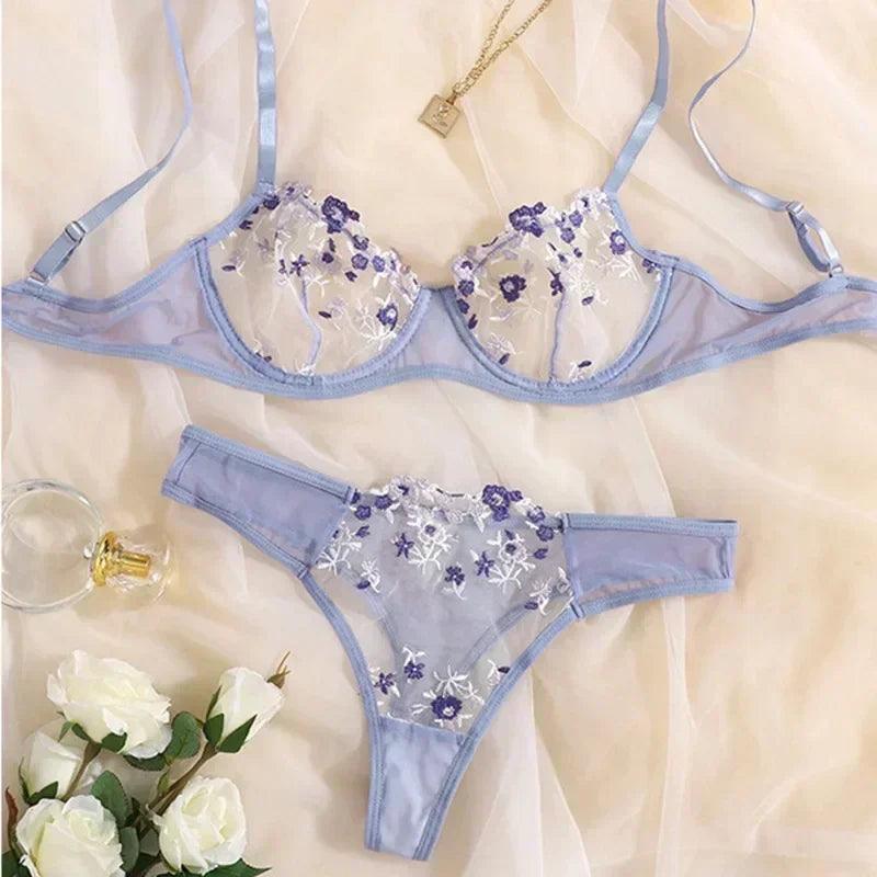 Transparent Lace Short Bra Set 2 Pieces - MAXIME