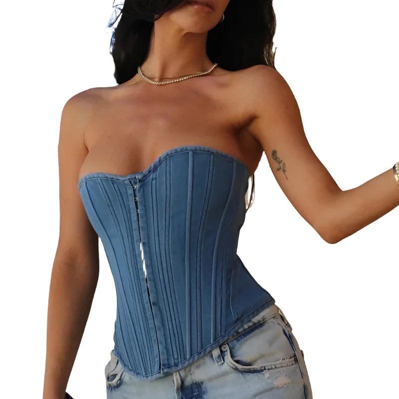 Female High Waist Wrap Chest Crop Vest Tops - MAXIME