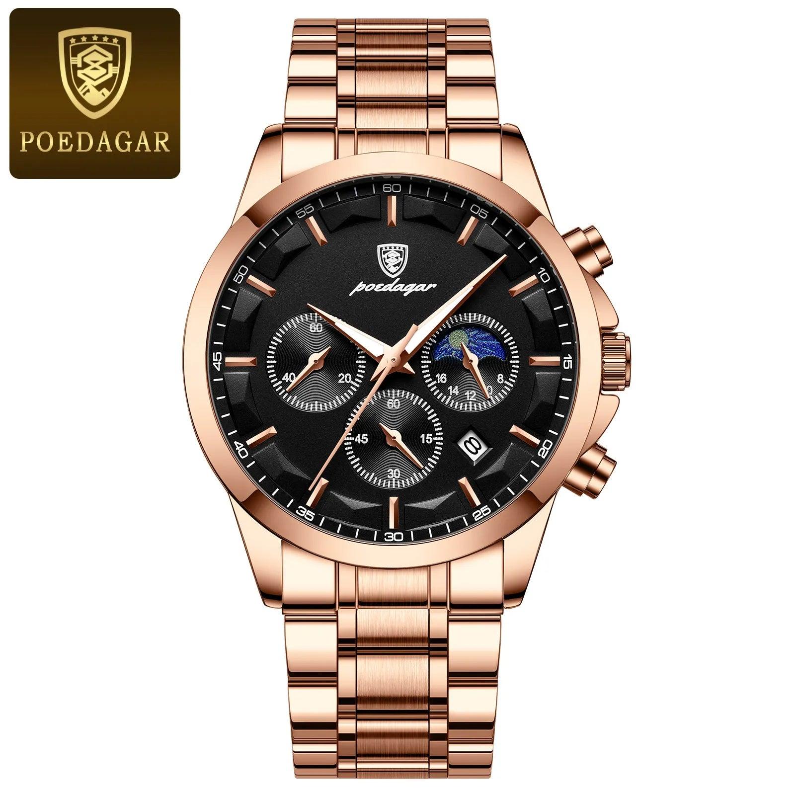 POEDAGAR Men Quartz Watch Luxury Sports Waterproof - MAXIME