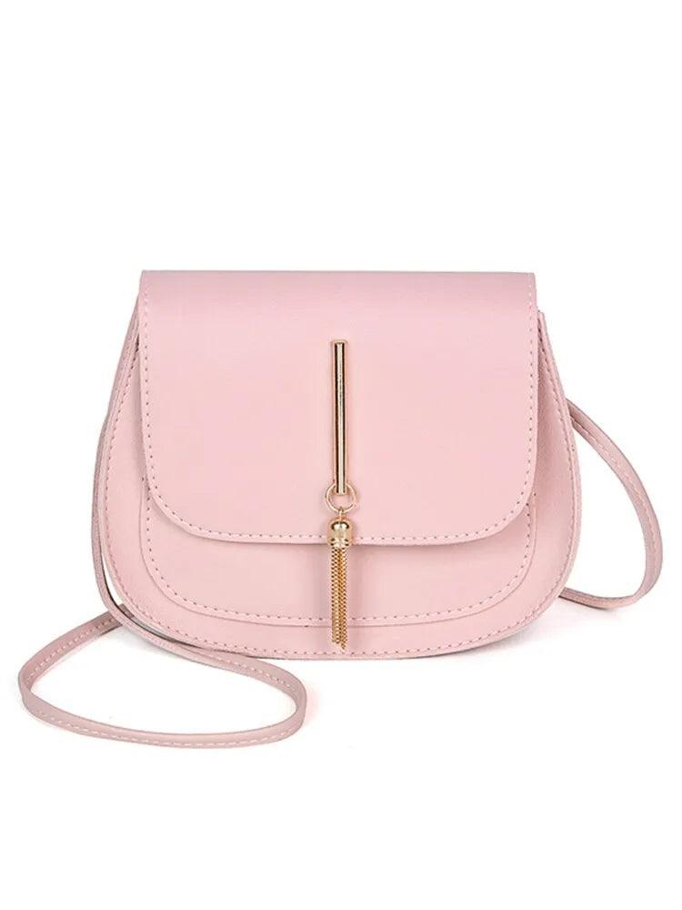 Maxime New Golden Tassel Double Layer Semi Circle Solid Color One Shoulder Saddle Bag Fashion Casual Women Small Bag - MAXIME