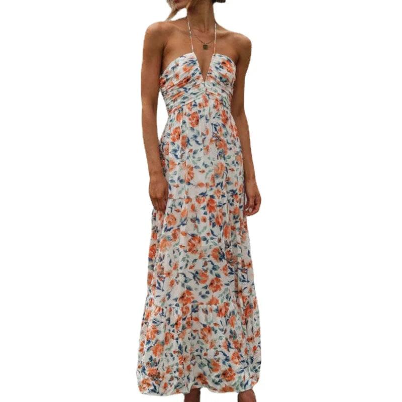 Women's Summer V Neck Sleeveless Long Beach Dresses - MAXIME