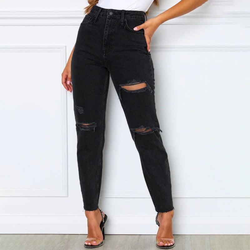 Women'S Fashion Washed Blue Jeans