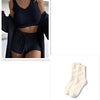 Maxime Three-piece Fluff Coat Spaghetti Strap Short Top Shorts Suit