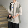 Men's Loose Vintage Patchwork Half Sleeve Shirt