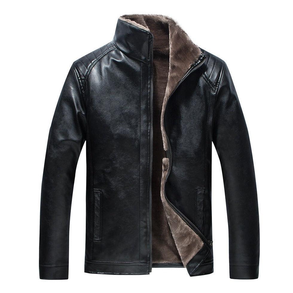 Men's Stand Collar Leather Jacket - MAXIME