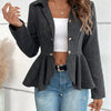 Women's Lapel Ruffled Slim Double-breasted Blazer