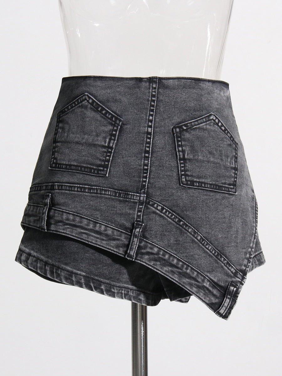 Denim Stitching Shorts