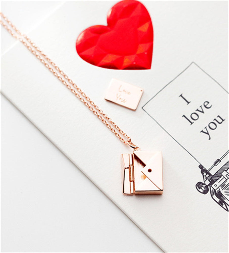 Letter Envelope Pendant Confession Locket Necklace Jewelry Special Gifts