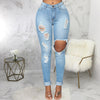 Stretch High Waist Denim Wash