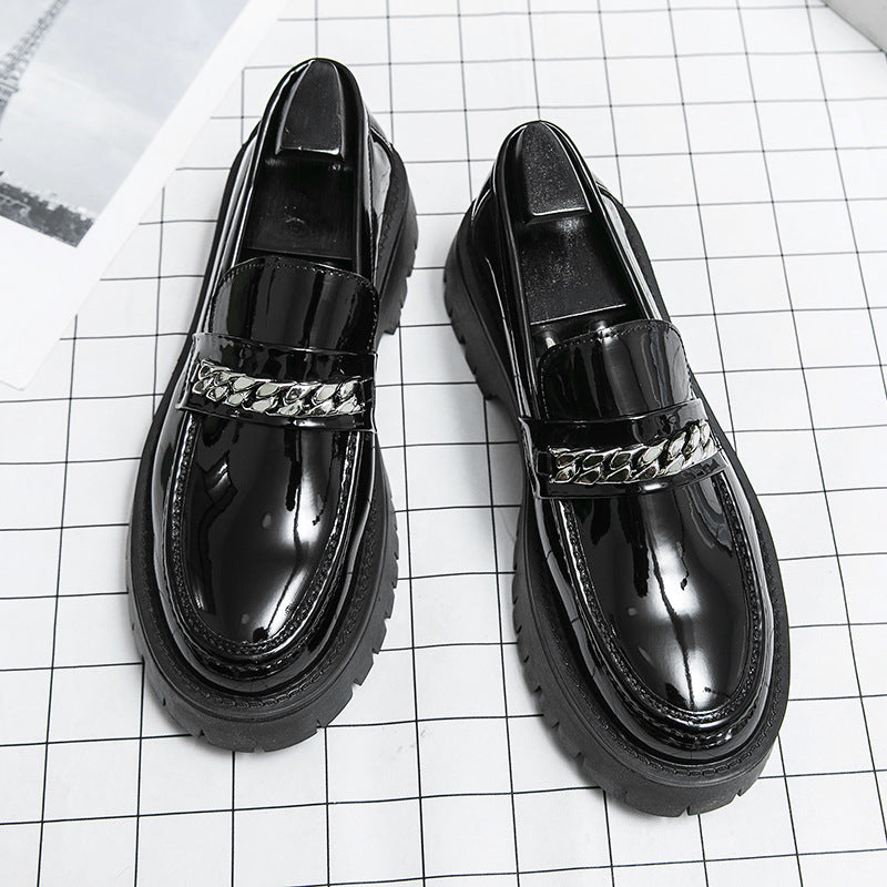 Thick Leather Glossy Casual Loafers