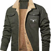 Men's Fleece-lined Cotton Casual Jacket Winter Lapel Single