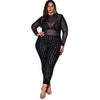 High-stretch Mesh See-through Tight Jumpsuit Women