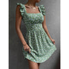 Summer Square-neck Ruffled Sleeveless Dress