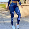 Ladies Stretch Faux Denim Leggings